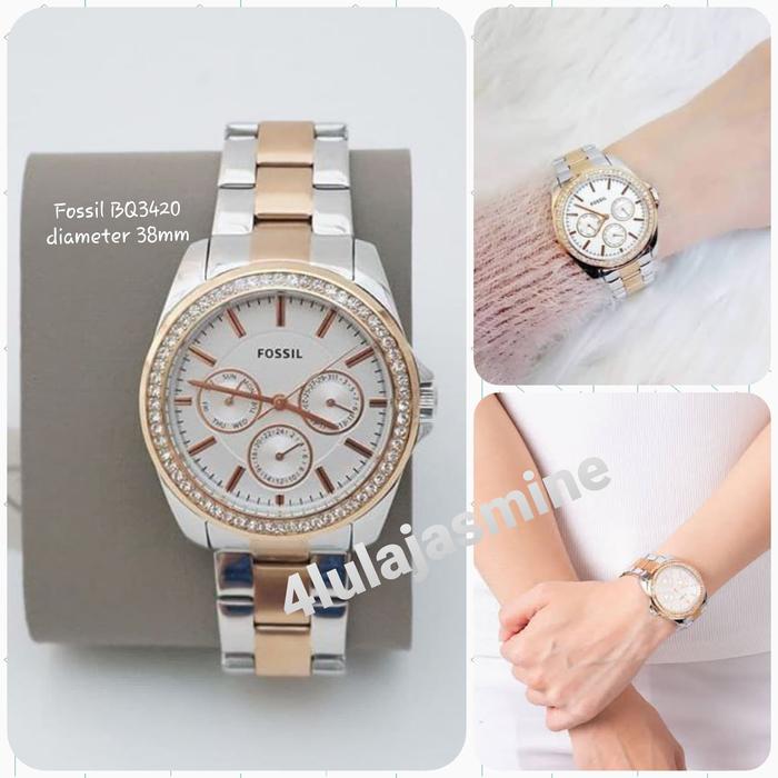 Jam tangan wanita Original - Fossil BQ3420 38 mm Silver Rosegold