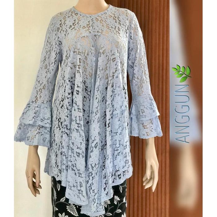 Tunik Brukat Brokat Baby Blue Premium Import