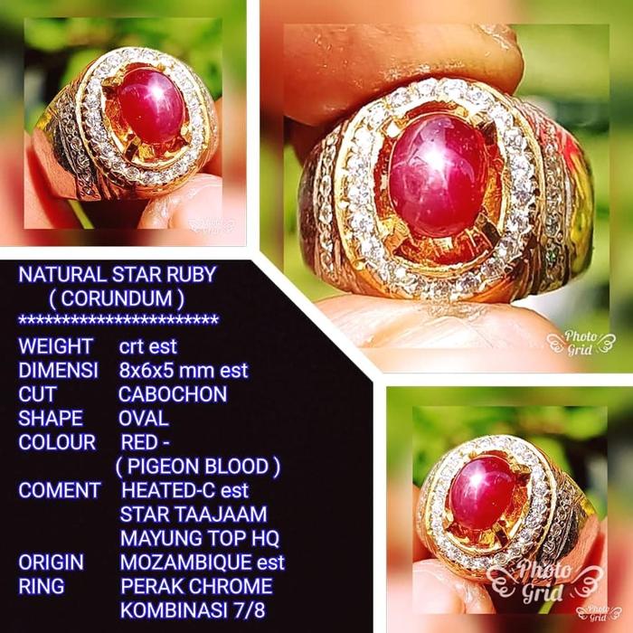 Ruby Star Pigeon Blood Ring Perak HM
