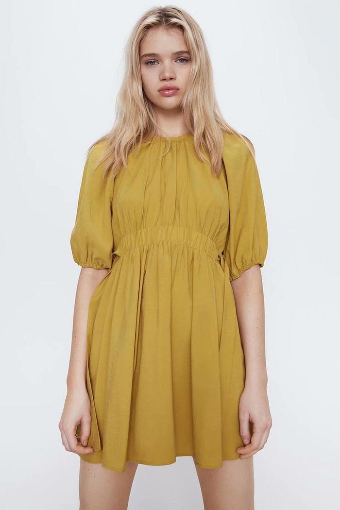 Mini Dress Korea Sexy Yellow Custard sz L Import