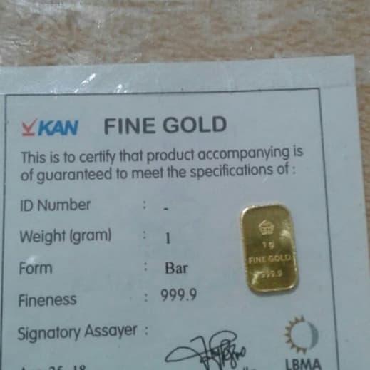 logam Mulia Emas Batangan 1gram