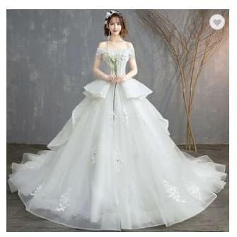 gaun putih princess/gaun pengantin putih/gaun pernikahan putih princes
