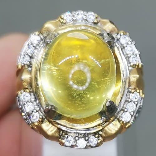 Cincin Batu Akik Kecubung Kuning Kinyang Citrine