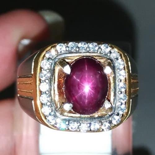 Cincin Batu Akik Merah Ruby Star