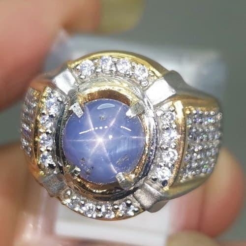 Batu Cincin Blue Safir Star Ceylon