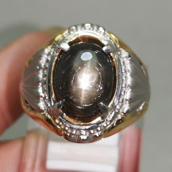 Cincin Batu Akik Bangsing Black Star Safir Kresnadana Asli Kode 1840