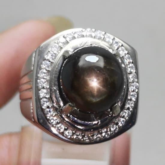 Batu Cincin Kresnadana Black Safir Star Bangsing Asli Kode 1841