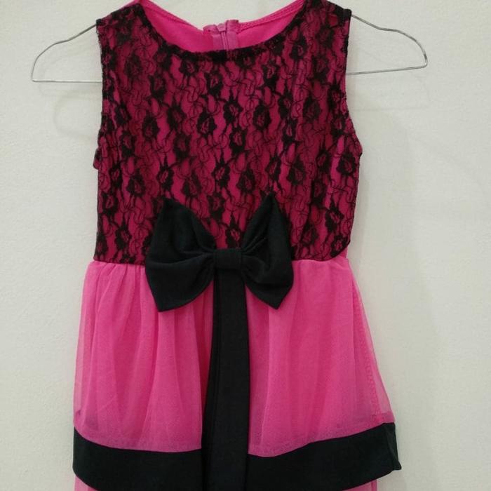 Gaun Pesta Dress Baju Pakaian Anak Perempuan Cewek Girls Pink Fanta