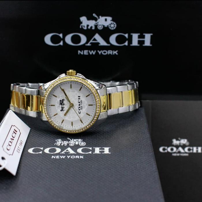Jam Tangan Wanita Coach Est 1941 S.Steel 3.1cm Fullset Box Original