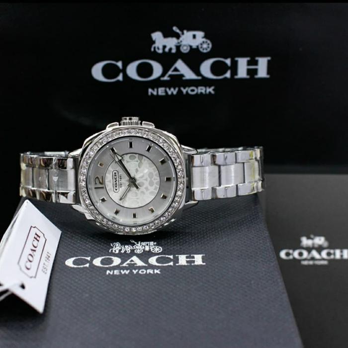 Jam Tangan Wanita Coach Est 1941 S.Steel 3.4cm Fullset Box Original