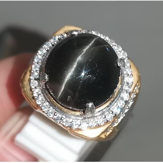 Batu Alam Silimanite Mata Kucing Hitam Black Cat Eyes Asli Natural