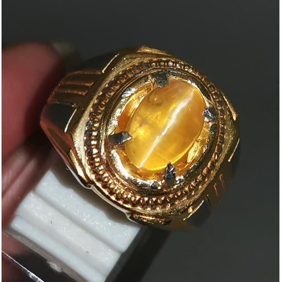 Batu Akik Mata Kucing Warna Kuning Emas Natural Asli Batu Alam