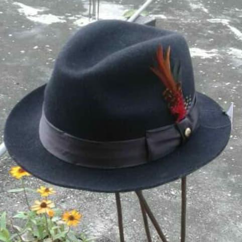 Topi laken Fedora black topi fedora pria