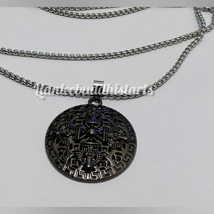 kalung liontin double dorje bell vajra titanium hitam
