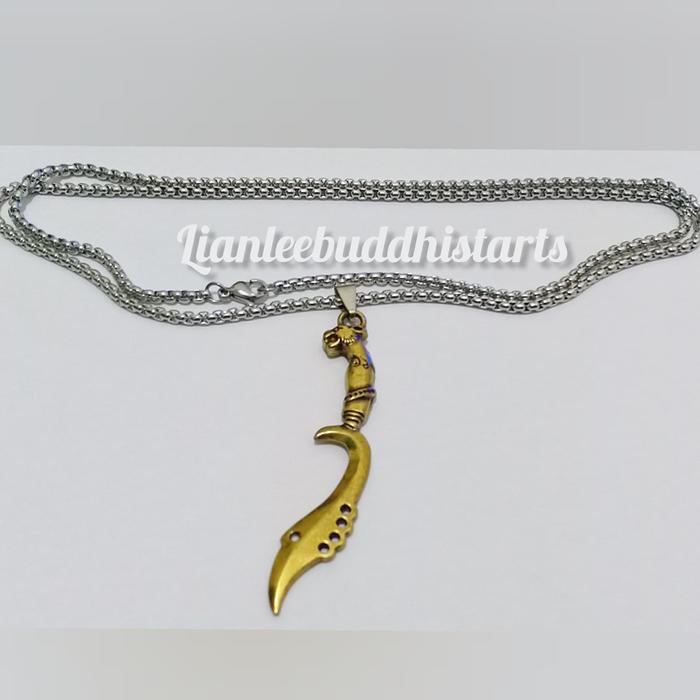 kalung titanium liontin kujang titanium kuning anti karat