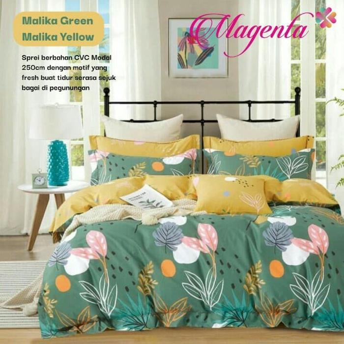kain bahan sprei meteran, katun magenta motif Malika