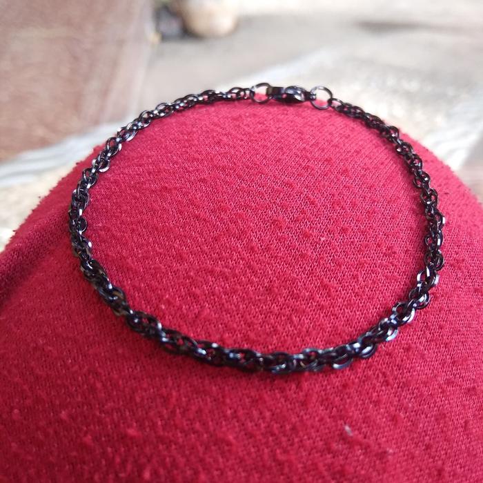 Gelang Pria Wanita Titanium Rantai Hitam Kecil