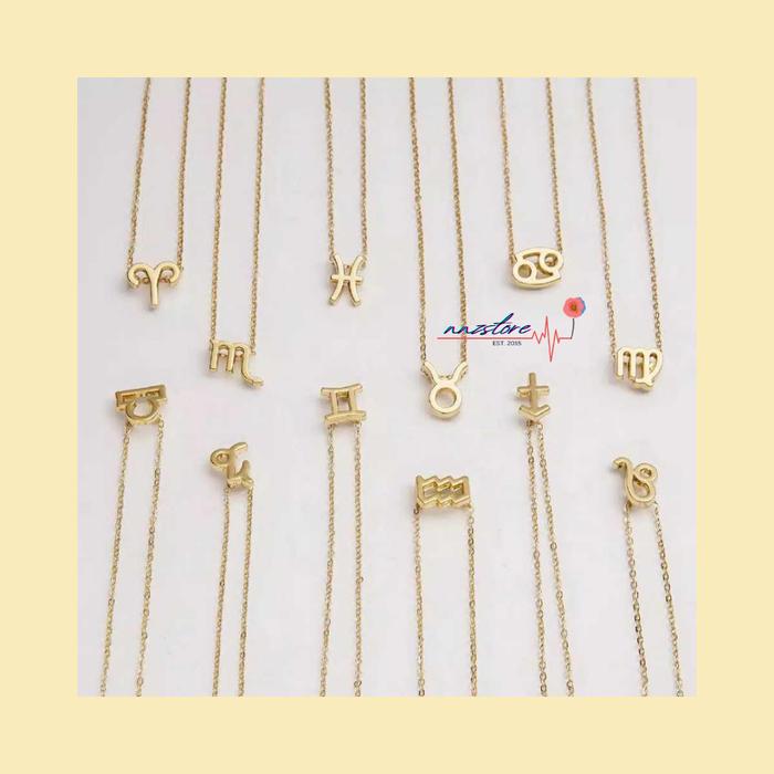 Kalung Imitasi Emas Zodiak 12 Pisces Virgo Sagitarius Leo Taurus