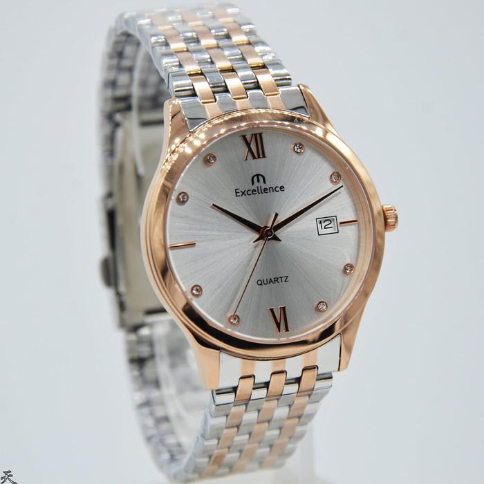 Jam Tangan Original Pria Excellence 8108MRC - Rose Combi Silver
