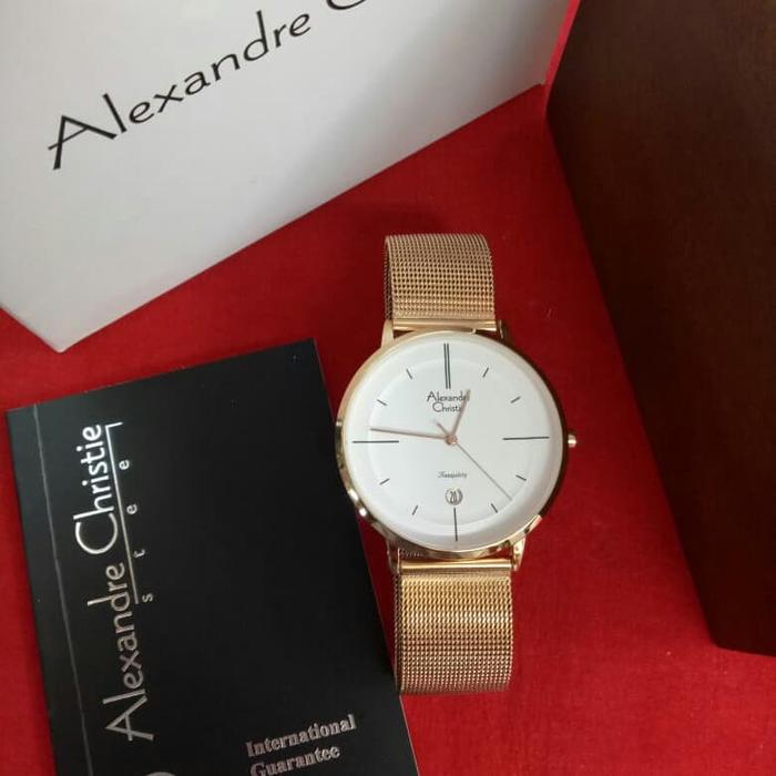 Jam Tangan Pria Alexandre Christie Ac 8627 MD Stainless Steel Rosegold