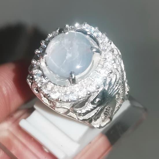 Batu Safir Putih Star enam Natural White Safir Srilangka Original