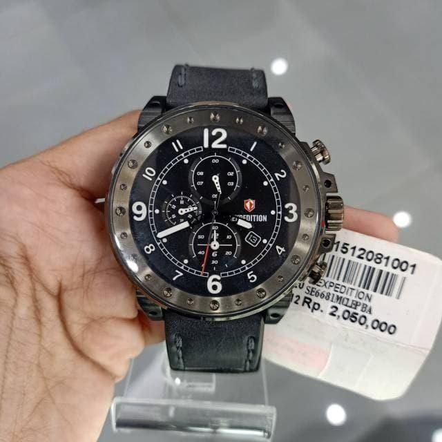 JAM TANGAN PRIA EXPEDITION E 6681 E6681 BLACK LEATHER ORIGINAL MURAH