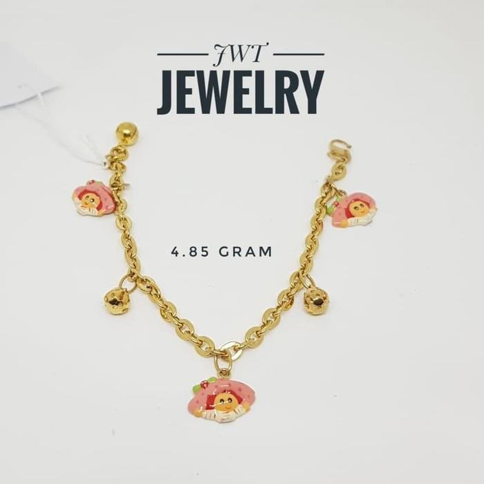 GELANG TANGAN EMAS BAYI ANAK STRAWBERRY SHORTCAKE GANTUNG MAINAN