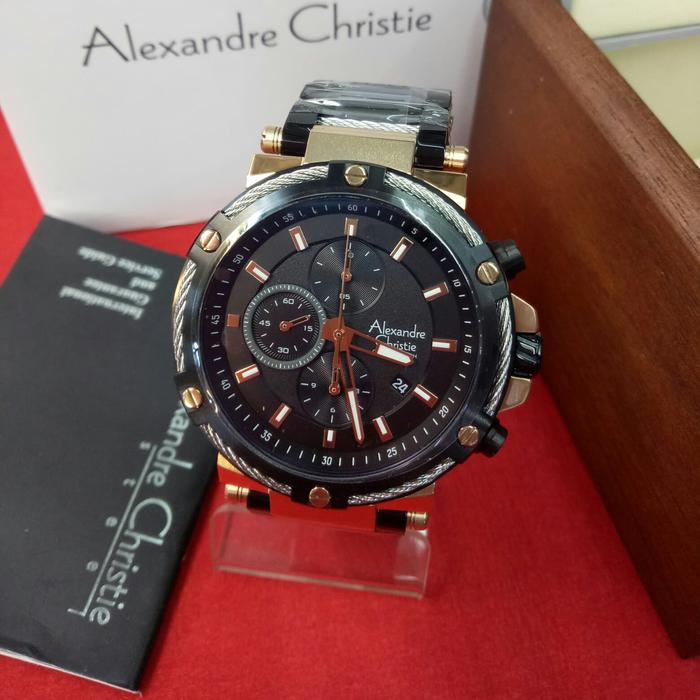 Jam Tangan Analog Pria Alexandre Christie AC 6561MC All Black Rosegold