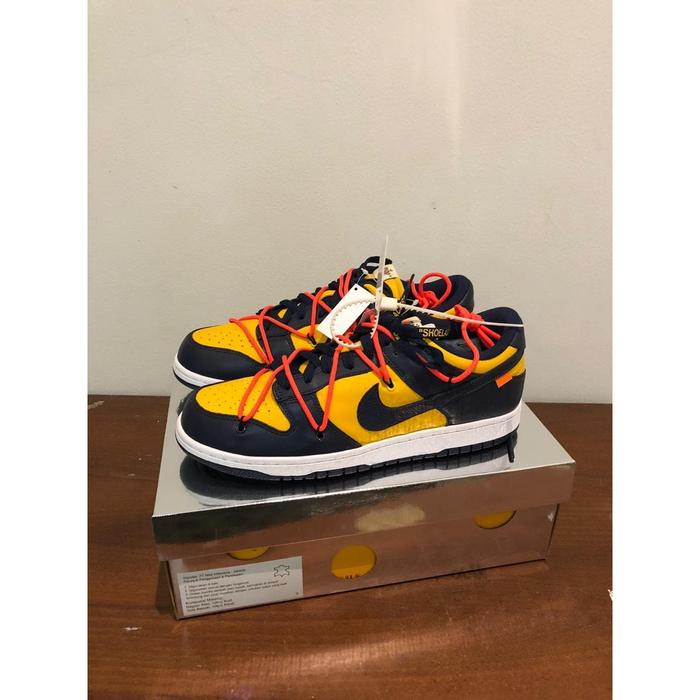 Off White x Nike Dunk Low Michigan Gold Navy