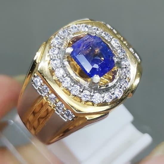 Batu Akik Cutting Kotak Blue Safir Asli Srilangka Warna Biru Alami