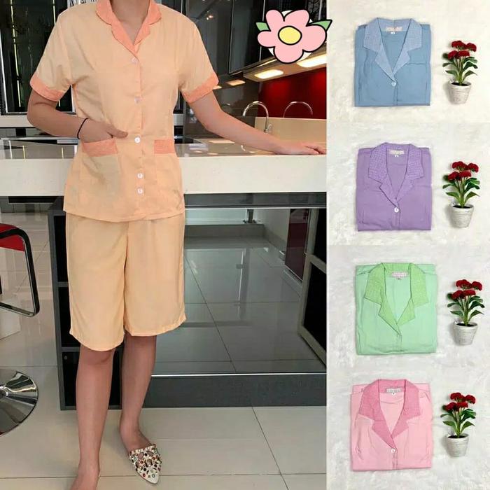 Baju Suster Warna Kulot Lengan Pendek Celana Pendek