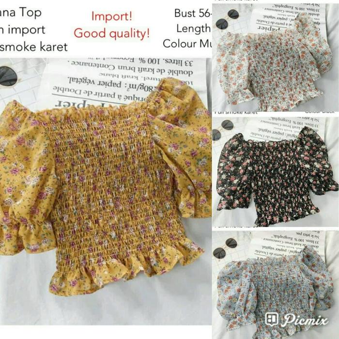 es Atasan Wanita LovanaTop top import Hitam Biru Mustard Broken White