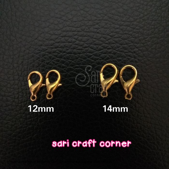 Kait Udang Gold 14mm - Kokot Udang Lobster Clasp Emas