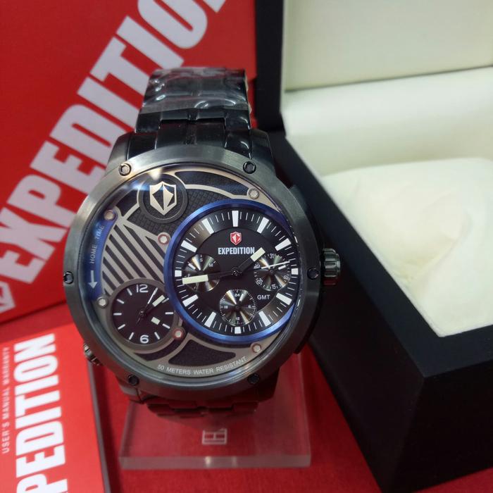 Jam Tangan Analog Pria Expedition E 6736 M All Black Dual Time