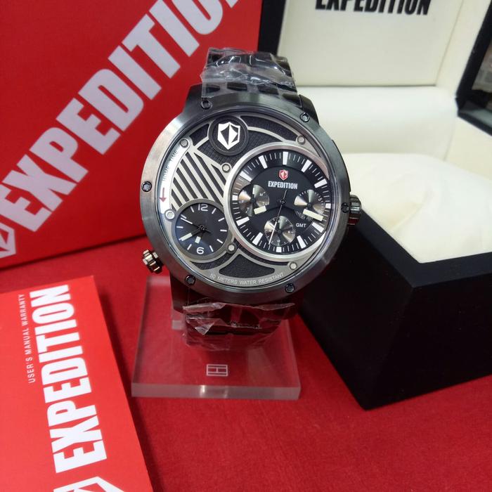 Jam Tangan Analog Pria Expedition E 6736 M All Steel Black Dual Time