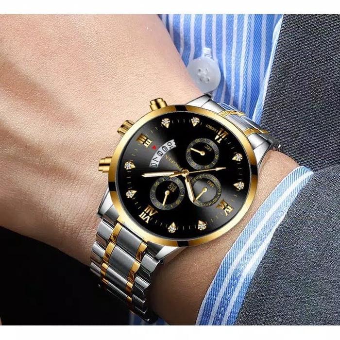 Jam Tangan Pria Fashion FNGEEN Clock Business Automatic Date