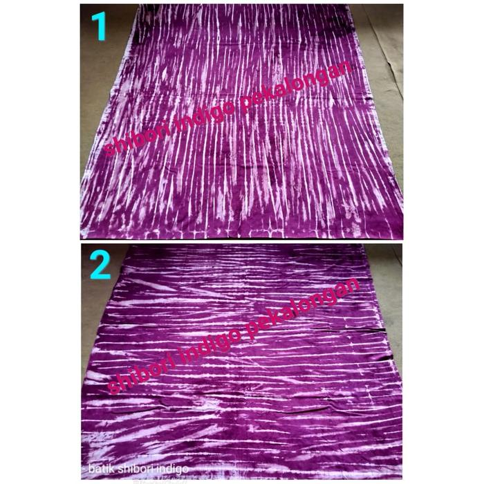 Kain Batik Shibori Indigo Maroon Rayon Garis Abstrak Arashi Merah Maru