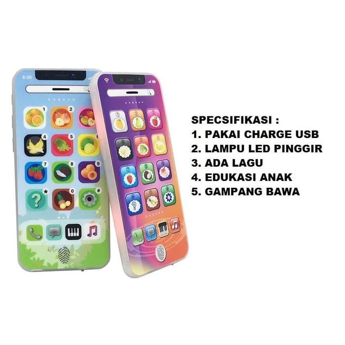 Mainan anak bayi HP android Handphone Touch Screen Dengan Lampu Led