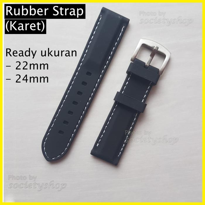 Rubber Strap Watch Tali Karet Jam Hitam 22mm 24mm Seiko Orient oris DW
