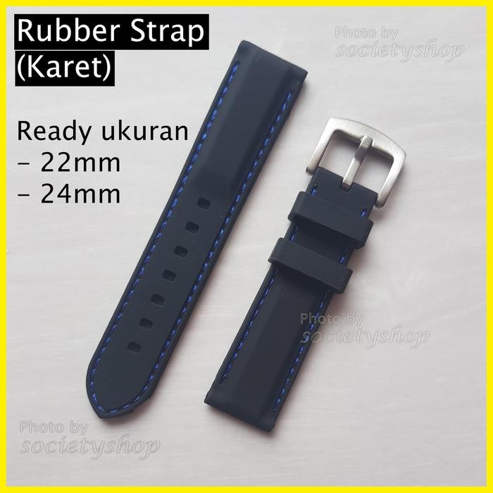 Rubber Strap Watch Tali Karet Jam Hitam 22mm 24mm Seiko Orient DW oris