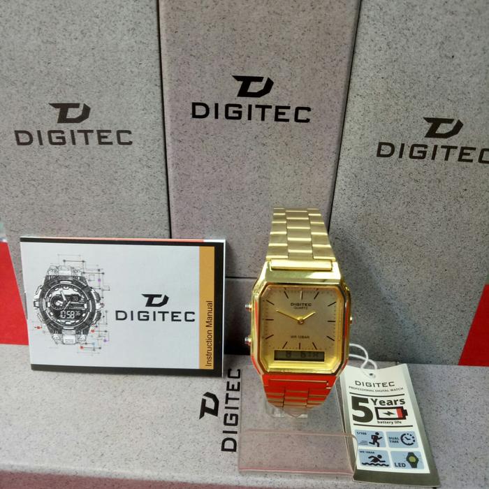 Jam Tangan Analog Digital/Dual Time Wanita Digitec DG 3072 T Gold Gold