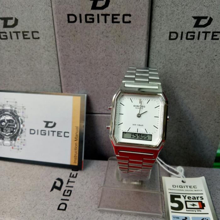 jam tangan analog digital wanita /dual time digitec DG 3072 T silver