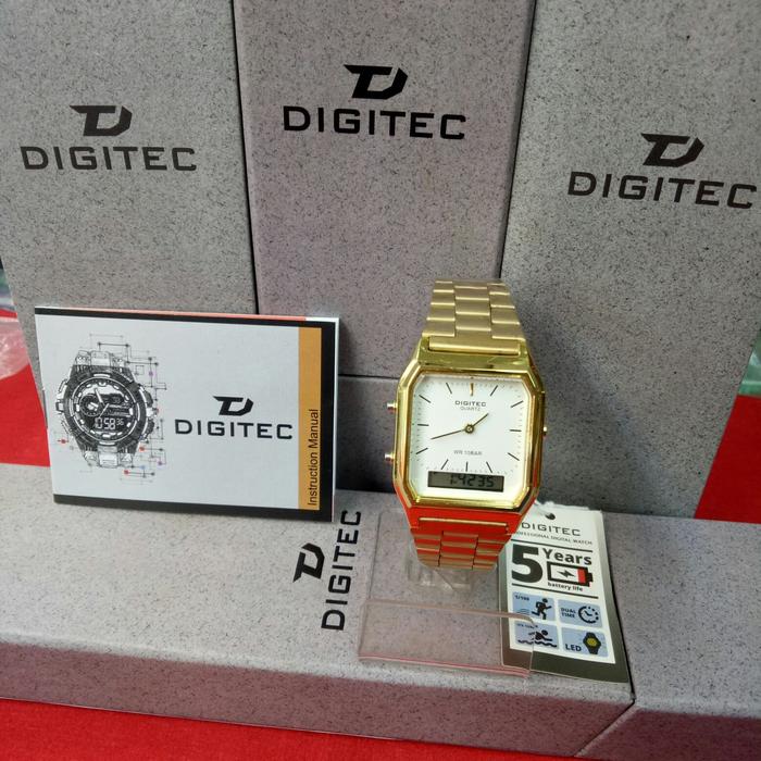 Jam Tangan Analog Digital/Dual Time Wanita Digitec DG 3072 T Gold