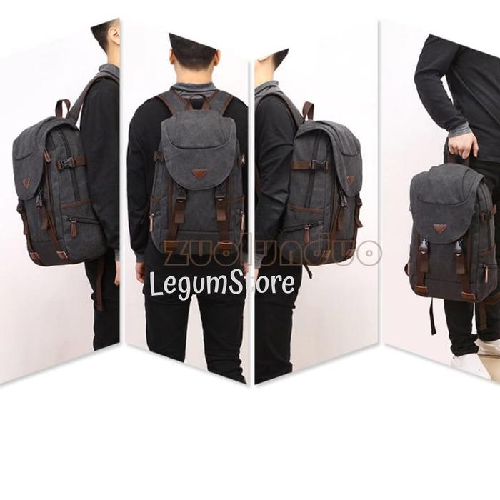Tas ransel pria kanvas. tas punggung. gembok. import