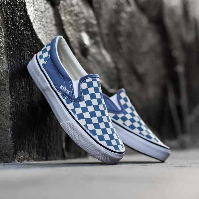 Vans Slipon Classic Blue Blue Mirage Checkerboard Original Original