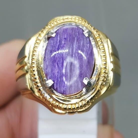 Batu Akik Bulu Macan Ungu Charoite Asli