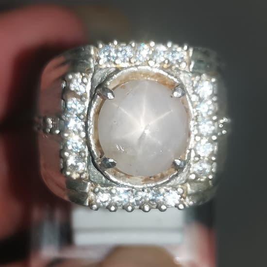 Batu Cincin White Safir Star Srilangka Asli