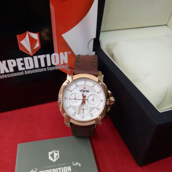 Jam Tangan Analog Wanita Expedition E 6606 B Genuine Leather Brown