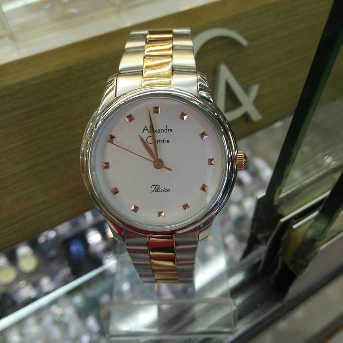 Jam Tangan Wanita Alexandre Christie Ac 2835 LH Silver Kombi Rosegold