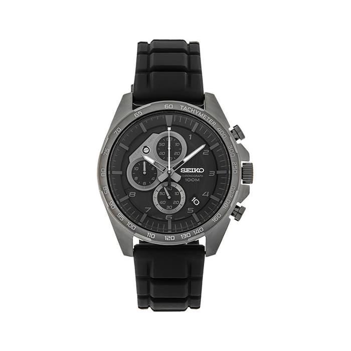 Seiko SSB327P1 Chronograph Motosportz Man Black Dial Black Resin Strap